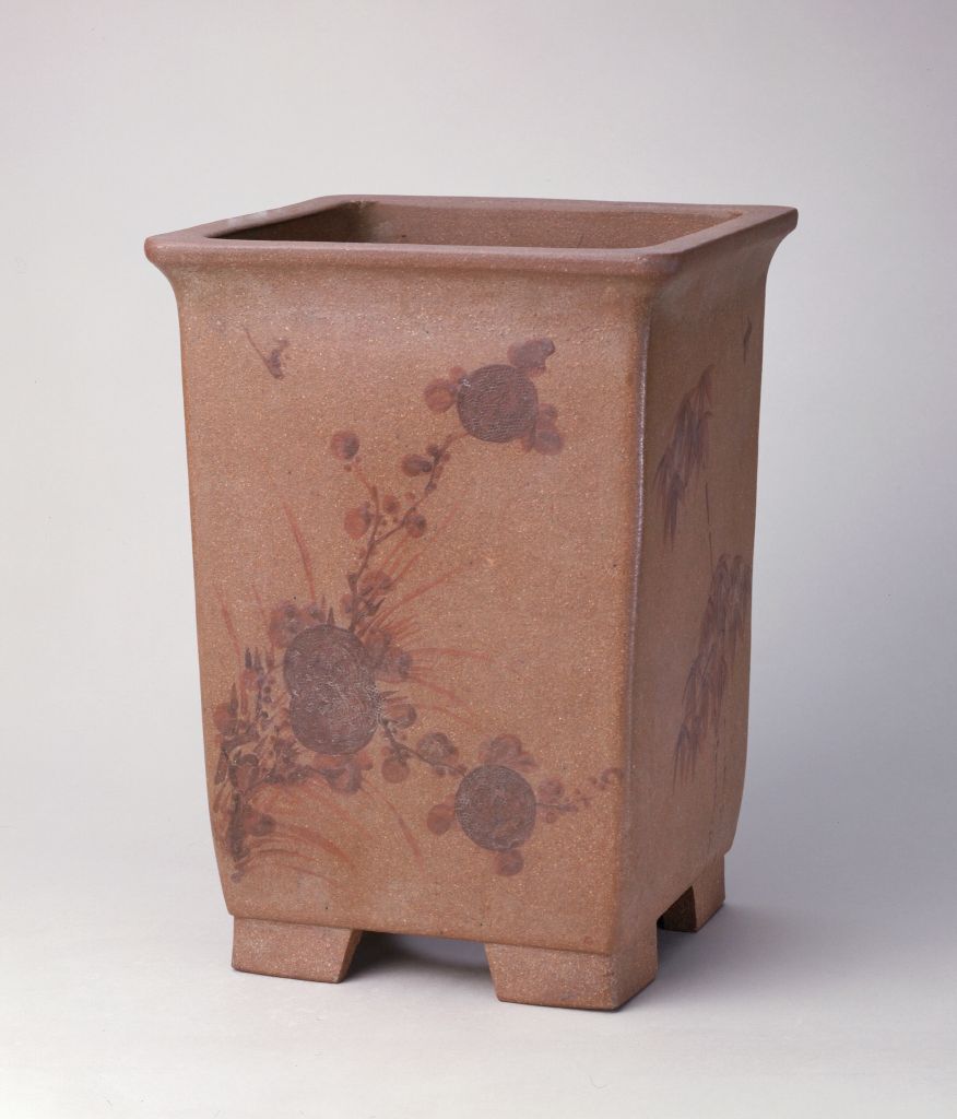 图片[1]-Yixing kiln purple clay flower square flowerpot-China Archive